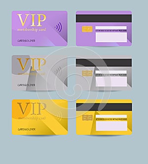 Membership card. Front and back VIP card Template. Business card. Vector illustration