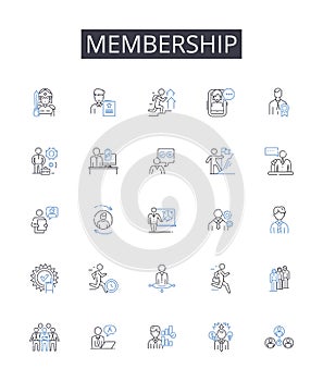 Membership line icons collection. Clubhouse, Fellowship, Alliance, Partnership, Association, Community, Coterie vector