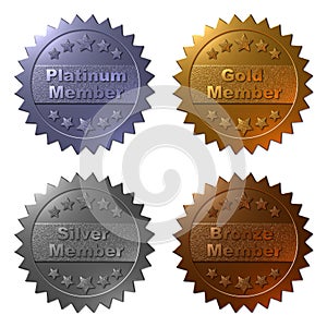 Membership medals in Platinum, Gold, Silver and Bronze photo