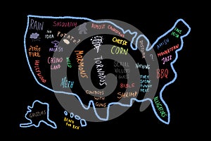 Meme map of America - funny stereotypes