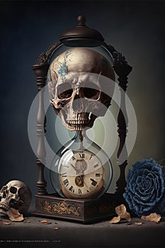 Memento mori, life and death, concept of time, Generative Ai photo