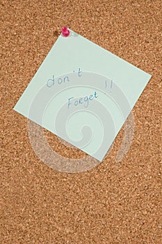 Memo board with message: dont forget