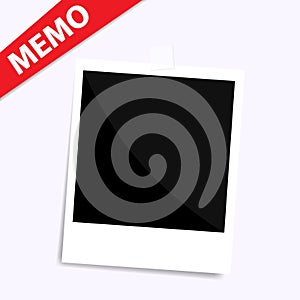 Memo polaroid photo on wall isolated