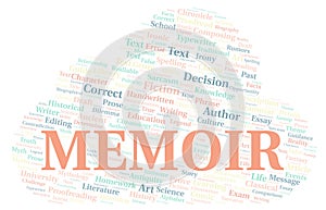 Memoir typography word cloud create with the text only