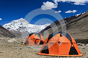 Memorable camping with North face of Everest mountain view