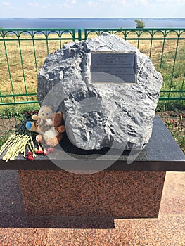 Memorable memorial dedicated Fatality sunken ship Bulgaria.