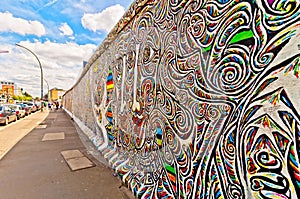 Memorable segment of Berlin Wall with graffiti