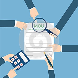 Memorandum of understanding MOU. Vector illustration