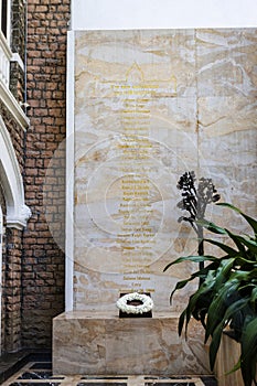 Memorial of the 2008 Mumbai attacks in a courtyard of the Taj Mahal Palace, Mumbai, Maharashtra, India
