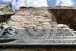 Memorial board on Devin castle, Slovakia