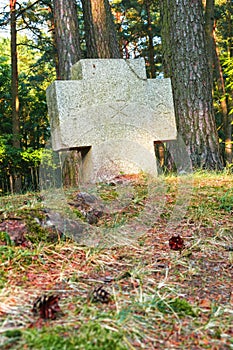 Memorial cross at the former church of the city of Rauschen