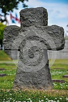 Memorial cross in La Cambe German war cemetery, France