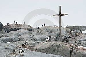 memorial cross in memory of the dead of researchers of the Antarctic Peninsula