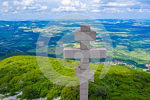 Memorial cross at Okolchitsa peak in Bulgaria