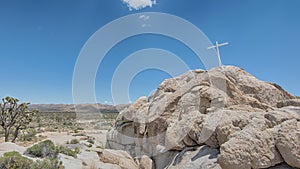 Memorial Cross, Sunrise Rock, Mojave National Preserve, CA