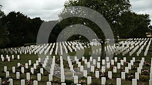 Memorial crosses at a war cemetery in France