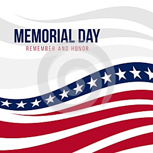 Memorial day with abstract United States flag background vector design