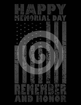 Memorial Day. America flag on a black background