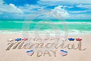 Memorial day background on the beach near ocean photo