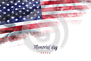 Memorial Day background illustration. text Memorial Day, remember and honor with America flag watercolor painting