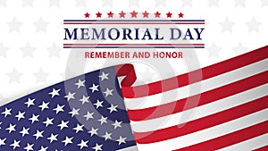 Memorial Day banner. American flag wave. Vector illustration