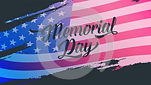 Memorial Day banner. Illustration with Memorial Day lettering and USA flag