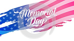 Memorial Day banner. Illustration with Memorial Day lettering and USA flag