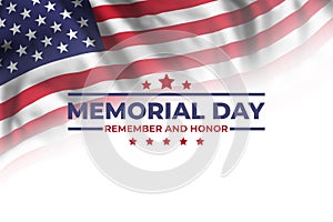 Memorial day card with flag and text