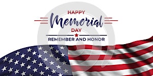 Memorial day card with flag and text