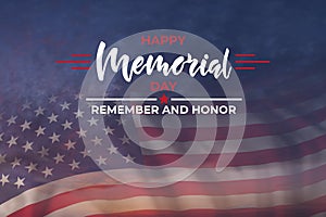 Memorial day card with flag and text