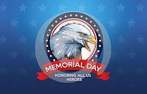 Memorial day celebration poster with eagle