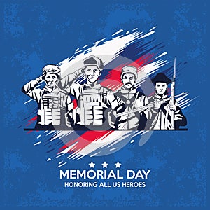 Memorial day celebration poster with troop of heroes