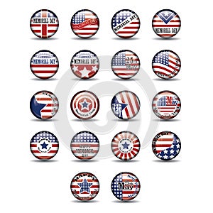 Memorial day collection. Vector illustration decorative background design