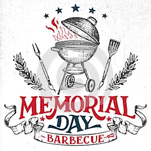 Memorial Day greeting card barbecue invitation