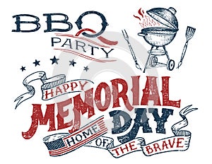 Memorial Day greeting card barbecue invitation