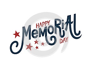 Memorial day hand lettering greeting card with letters in retro style