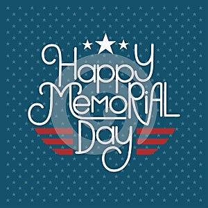 Memorial day hand lettering greeting card with letters in retro style