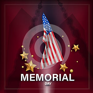 Memorial Day. Remember and honor with USA flag, Vector illustration eps10