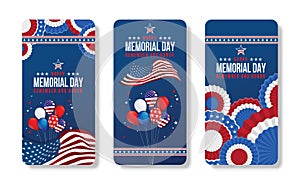 Memorial day. Remember and honor. Vector illustration. mobile phone american flag.