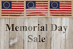 Memorial day sale message with vintage flags