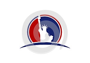 Memorial Day. Statue of Liberty on a white background. Emblem, logo.