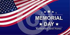 Memorial Day usa banner greeting card remember and honor text
