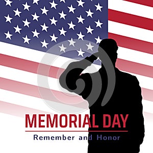 Memorial Day in USA with lettering remember and honor. Holiday of memory and honor of soldiers United States Armed forces