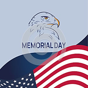 Memorial day vector illustration. USA flag against a dark blue abstract background