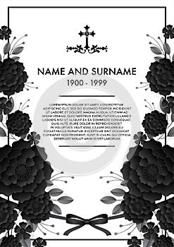 Memorial & Funeral Card Templates with flower paper cut.