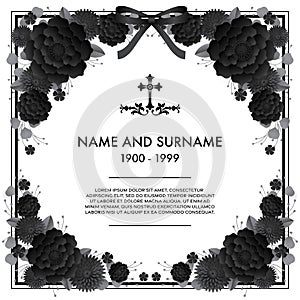Memorial & Funeral Card Templates with flower paper cut.