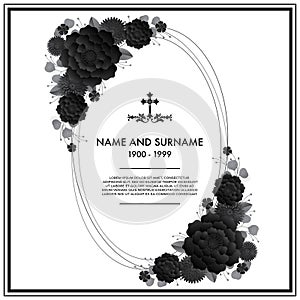 Memorial & Funeral Card Templates with flower paper cut.