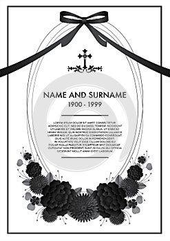 Memorial & Funeral Card Templates with flower paper cut.