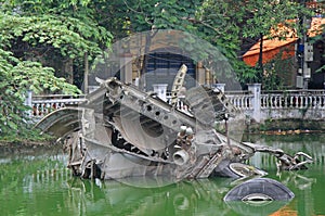 Memorial in hanoi on one lake: the wreckage of b52