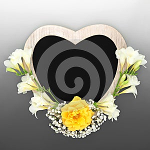 In Memorial Heart Shaped Frame and Flower Composition